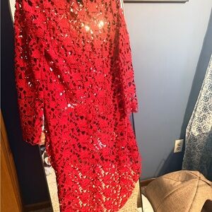 Unk Red Lace Tunic Top